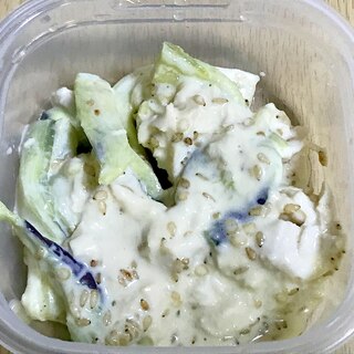 レンジ蒸しナスと鶏肉の和物